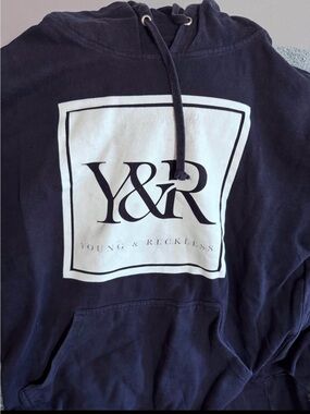 Young & Reckless Navy Blue Hoodie with White Logo